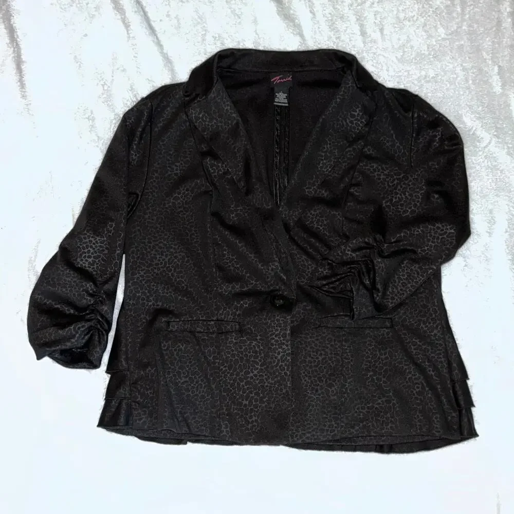 Torrid Black Leopard Jacquard  Blazer Size 1 (14-16) - Picture 6 of 10